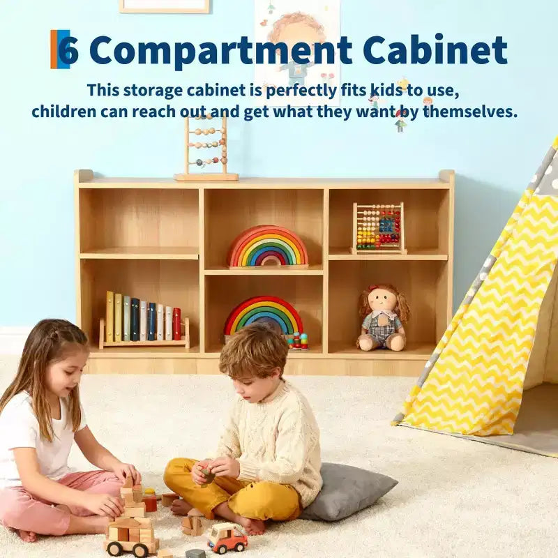 Étagère de rangement 6 compartiments pour jouets et livres, pour chambre d'enfant et salle de classe