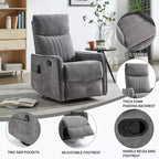 Fauteuil inclinable manuel Chenille orange avec fonction de massage chauffant, de bascule et de pivotement