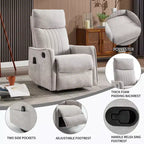 Fauteuil inclinable manuel Chenille orange avec fonction de massage chauffant, de bascule et de pivotement