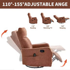 Fauteuil inclinable manuel Chenille orange avec fonction de massage chauffant, de bascule et de pivotement