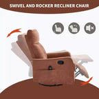 Fauteuil inclinable manuel Chenille orange avec fonction de massage chauffant, de bascule et de pivotement