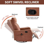 Fauteuil inclinable manuel Chenille orange avec fonction de massage chauffant, de bascule et de pivotement