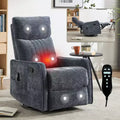 Fauteuil inclinable manuel Chenille orange avec fonction de massage chauffant, de bascule et de pivotement