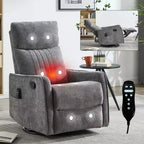 Fauteuil inclinable manuel Chenille orange avec fonction de massage chauffant, de bascule et de pivotement
