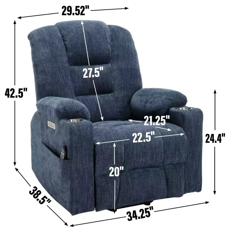 Fauteuil inclinable releveur électrique en chenille grise, grande taille