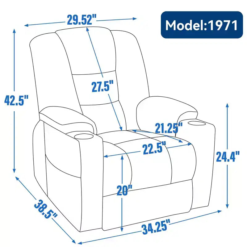 Fauteuil inclinable releveur électrique en chenille grise, grande taille