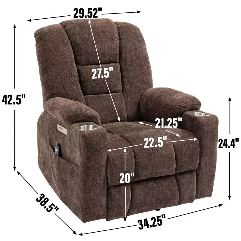 Fauteuil inclinable releveur électrique en chenille grise, grande taille