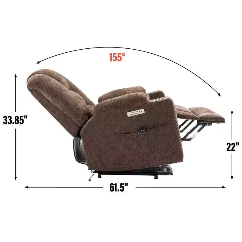 Fauteuil inclinable releveur électrique en chenille grise, grande taille