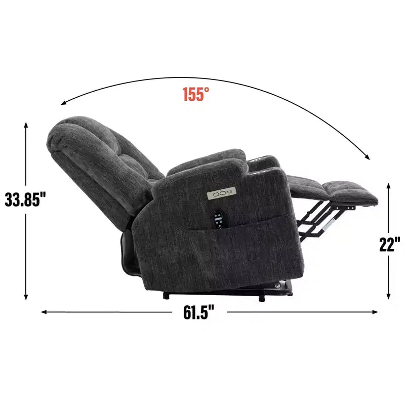 Fauteuil inclinable releveur électrique en chenille grise, grande taille