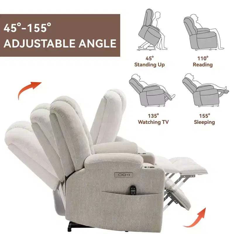 Fauteuil inclinable releveur électrique en chenille grise, grande taille
