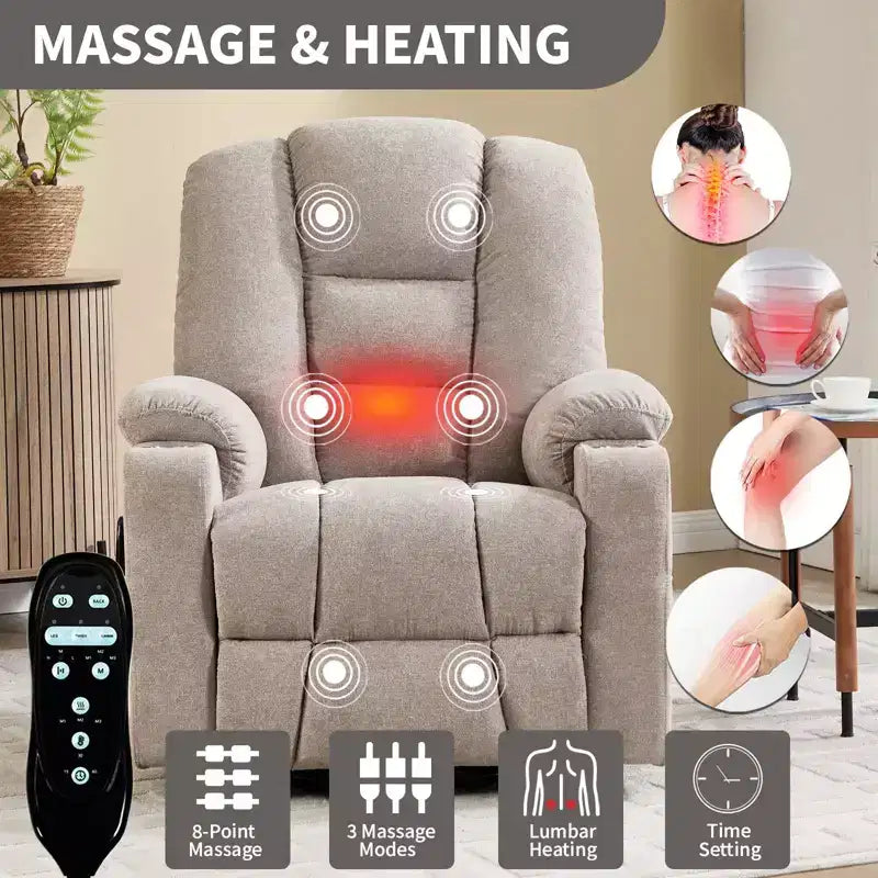 Fauteuil inclinable releveur électrique en chenille grise, grande taille