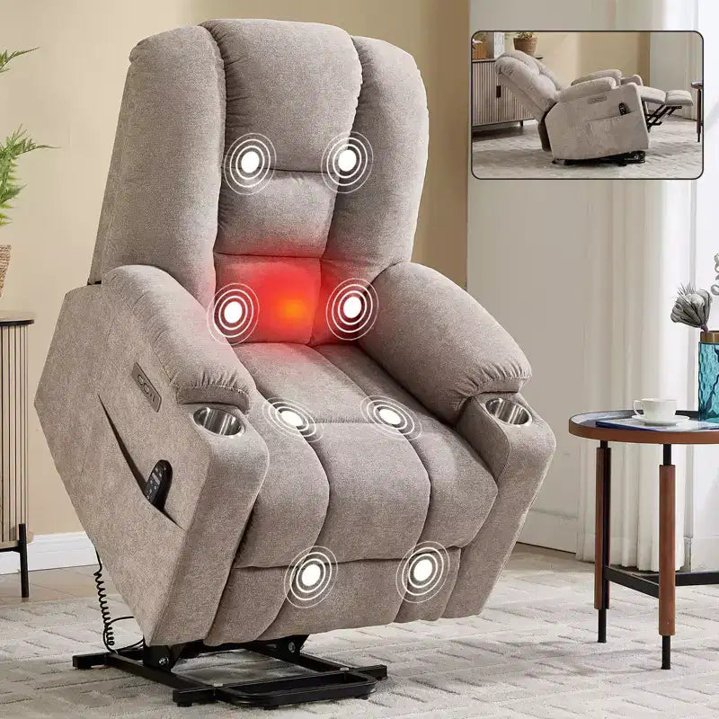 Fauteuil inclinable releveur électrique en chenille grise, grande taille