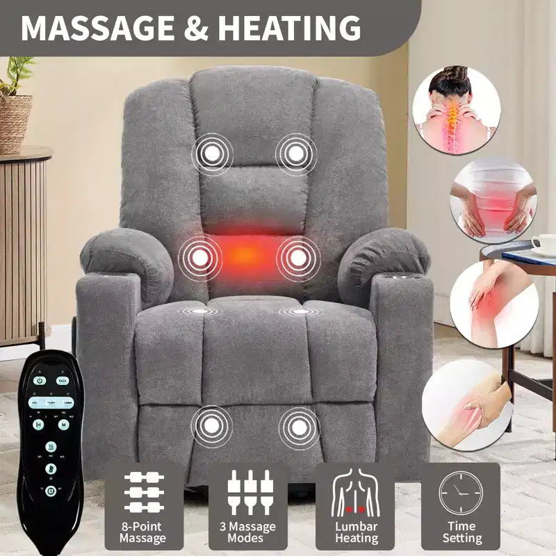 Fauteuil inclinable releveur électrique en chenille grise, grande taille