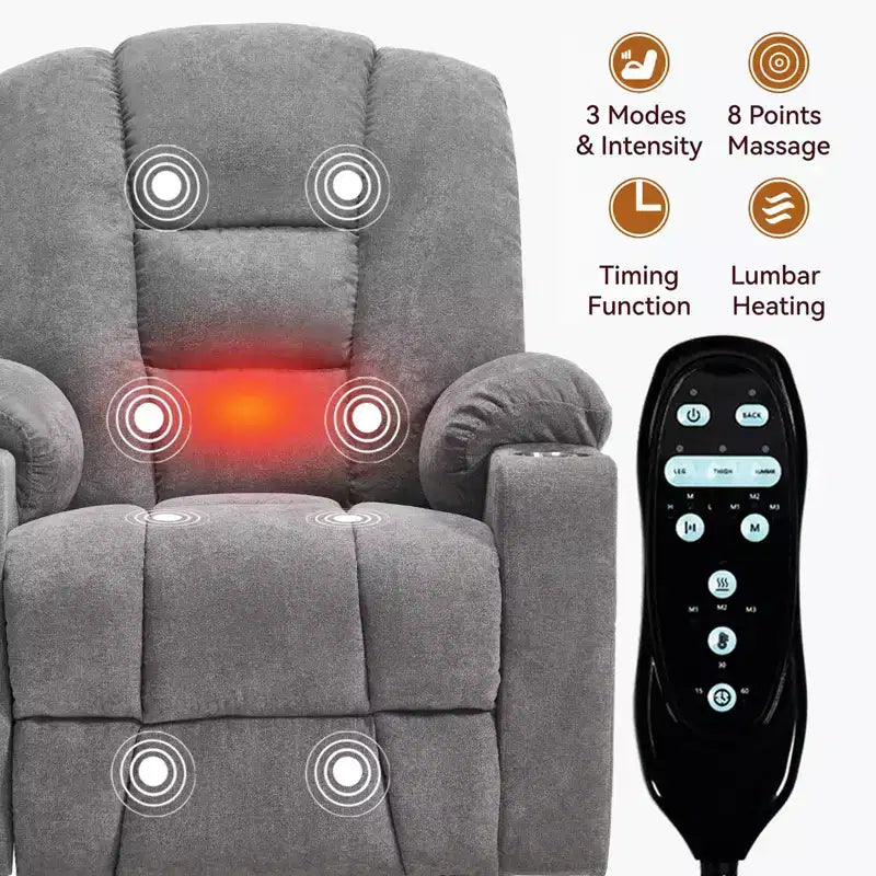 Fauteuil inclinable releveur électrique en chenille grise, grande taille