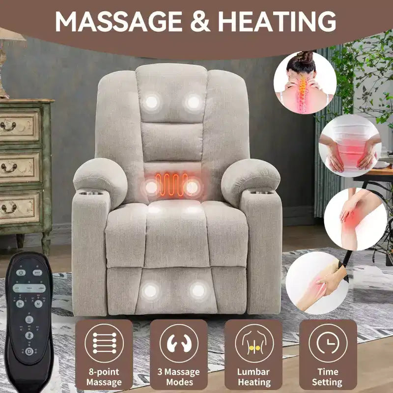 Fauteuil inclinable releveur électrique en chenille grise, grande taille