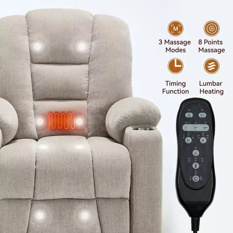 Fauteuil inclinable releveur électrique en chenille grise, grande taille