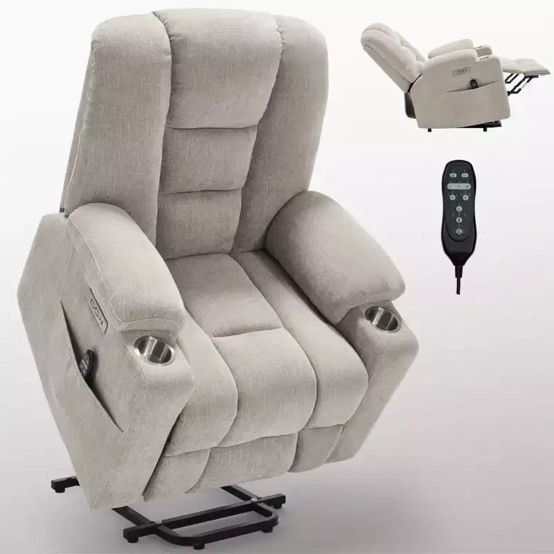 Fauteuil inclinable releveur électrique en chenille grise, grande taille