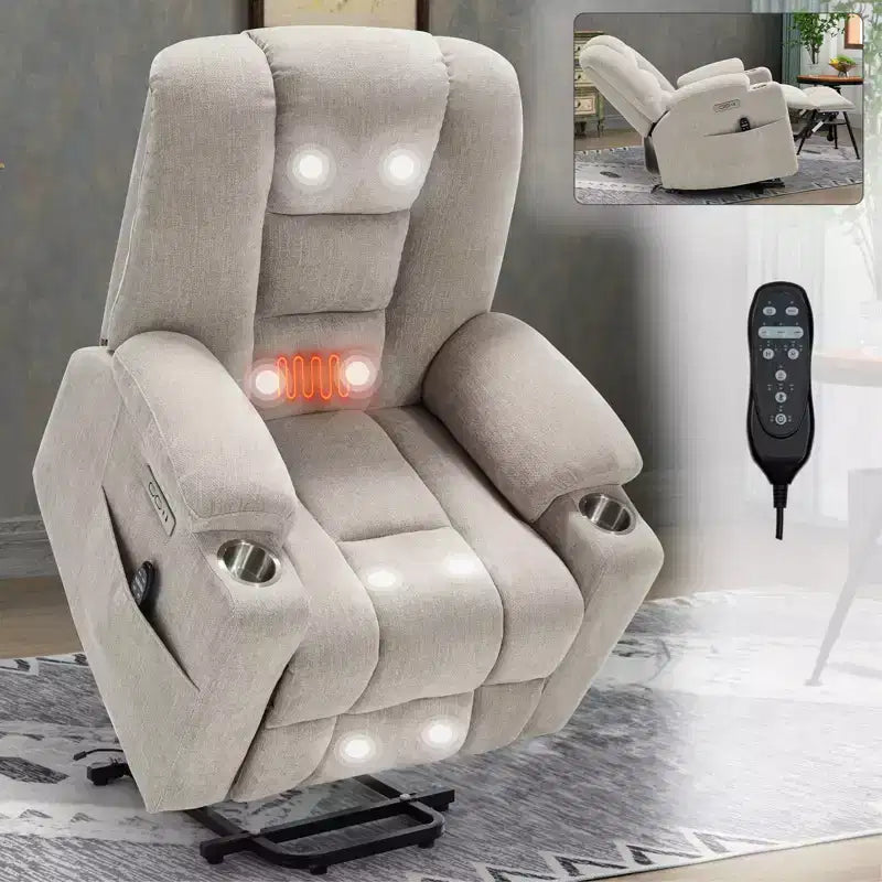 Fauteuil inclinable releveur électrique en chenille grise, grande taille