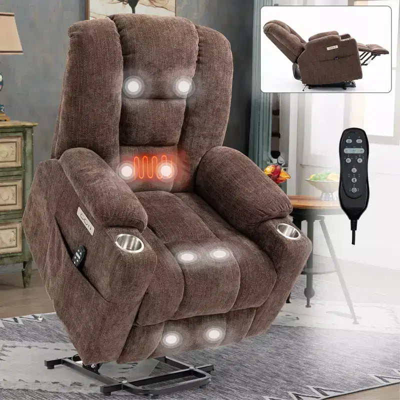 Fauteuil inclinable releveur électrique en chenille grise, grande taille