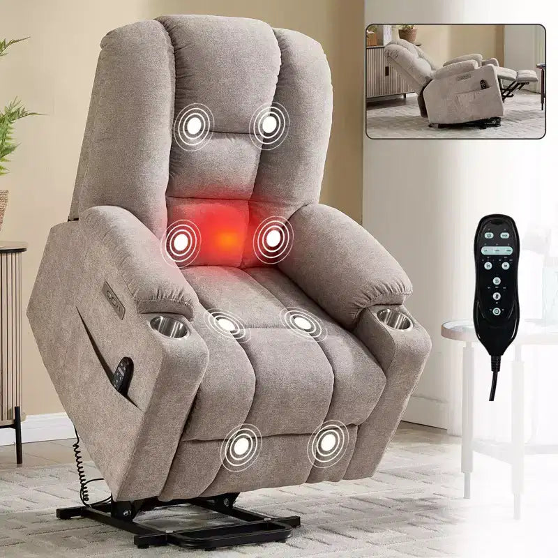 Fauteuil inclinable releveur électrique en chenille grise, grande taille