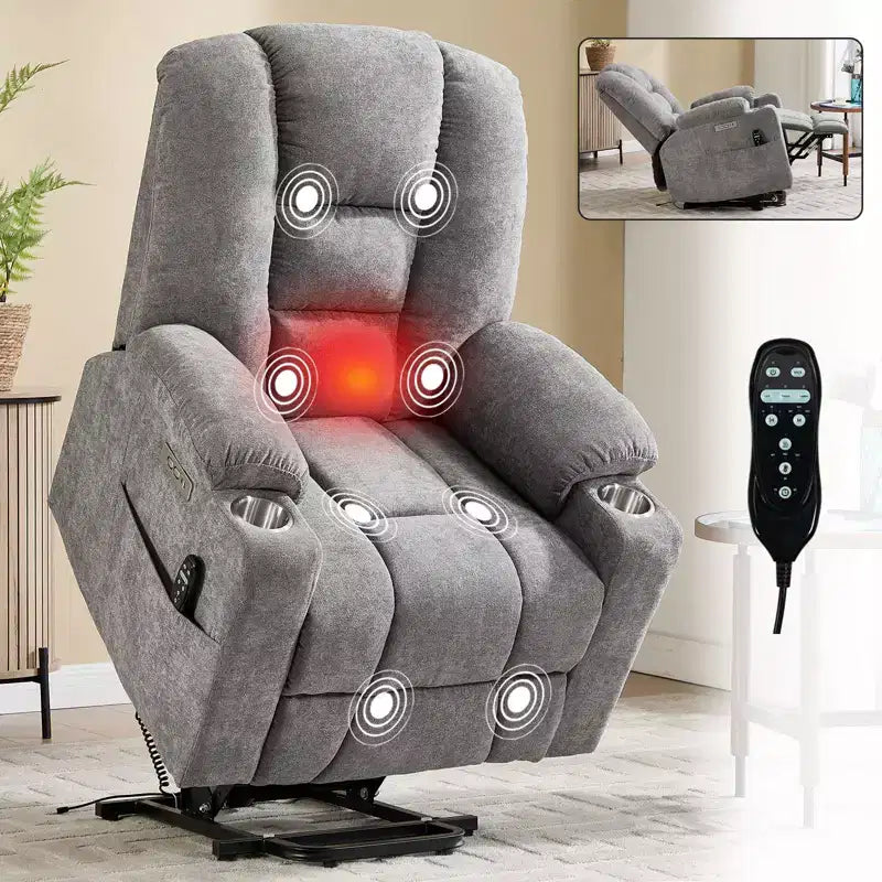 Fauteuil inclinable releveur électrique en chenille grise, grande taille
