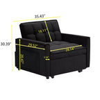 Canapé-lit futon pliable - Dossier réglable avec roulettes et sangle