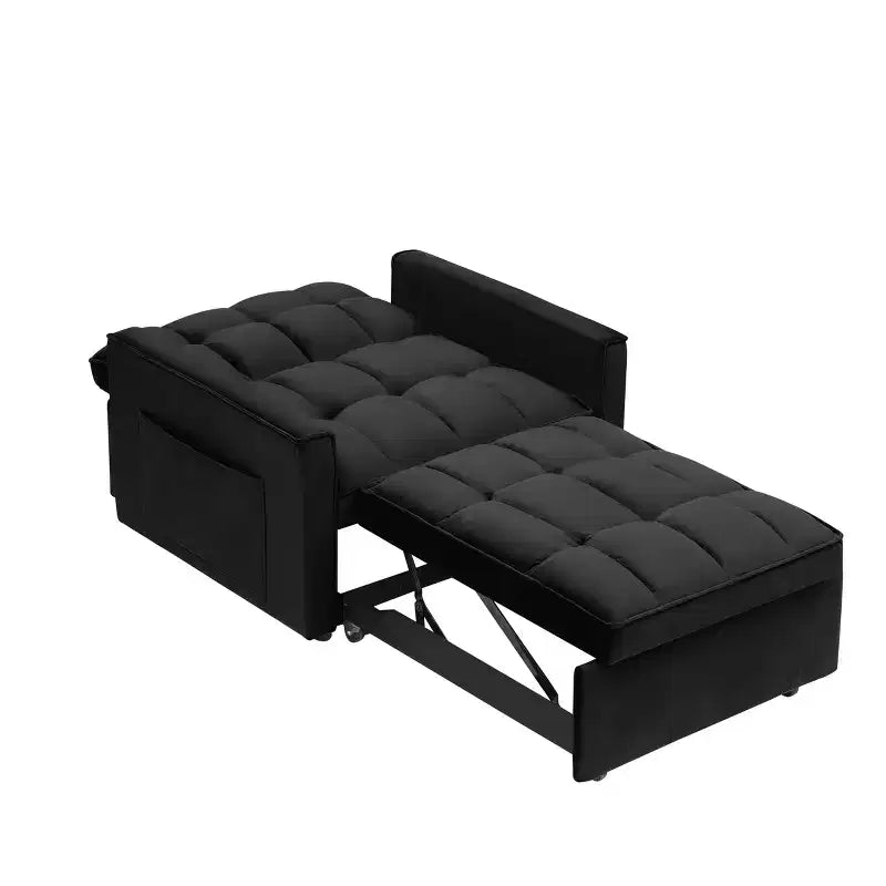 Canapé-lit futon pliable - Dossier réglable avec roulettes et sangle