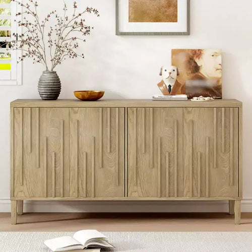 Buffet 4 portes avec rangement, style ferme, meuble TV