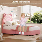 Cadre de lit rembourré Tête de lit LED arc-en-ciel, lit plateforme pour enfants