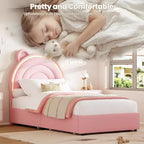 Cadre de lit rembourré Tête de lit LED arc-en-ciel, lit plateforme pour enfants