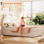 Cadre de lit rembourré Tête de lit LED arc-en-ciel, lit plateforme pour enfants