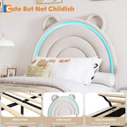 Cadre de lit rembourré Tête de lit LED arc-en-ciel, lit plateforme pour enfants