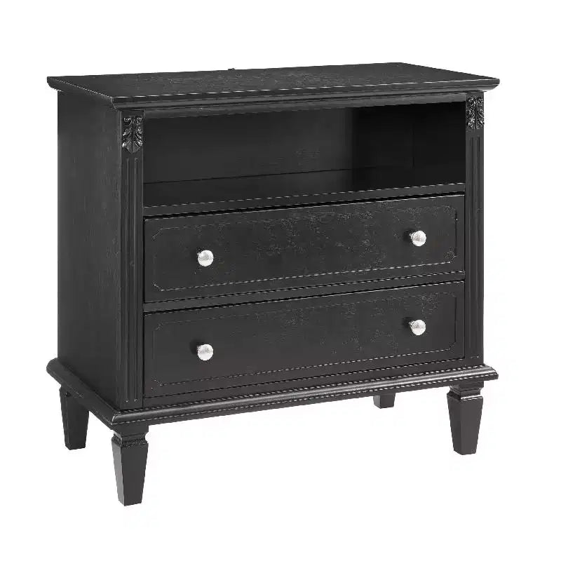 Table d'appoint avec 2 tiroirs et étagères ouvertes, Table de chevet de style vintage