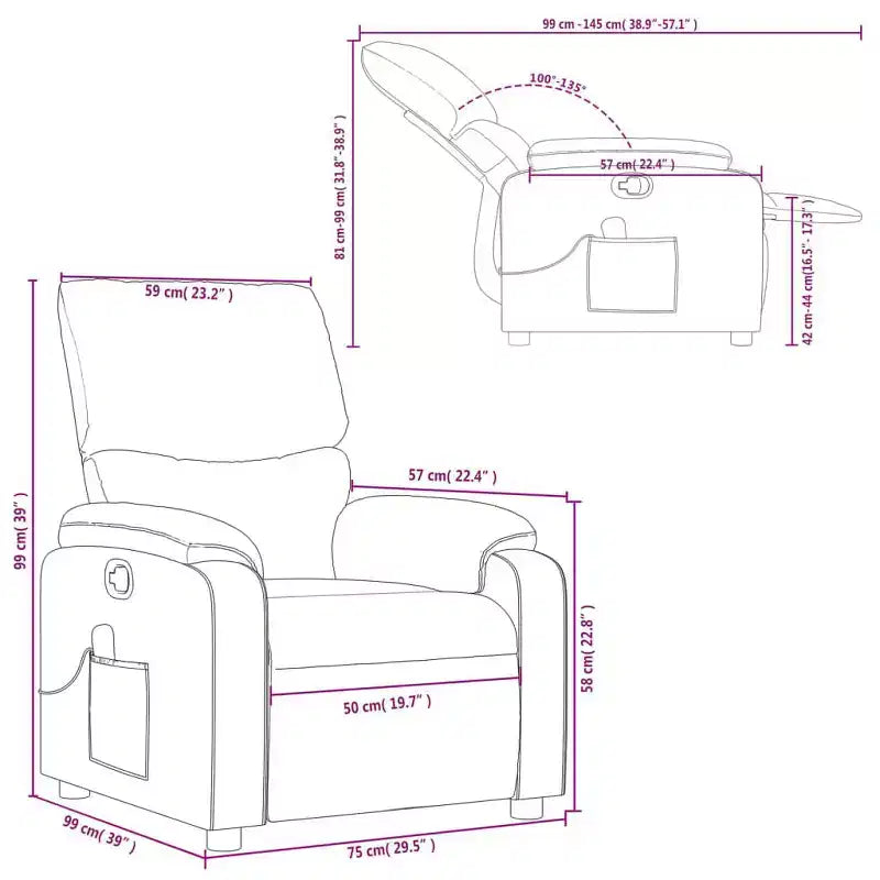 Fauteuil inclinable de massage électrique Polyester, métal, contreplaqué