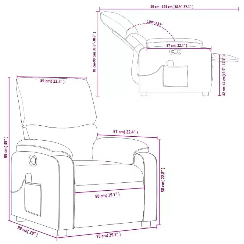 Fauteuil inclinable de massage électrique Polyester, métal, contreplaqué