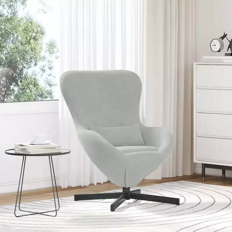Fauteuil Œuf Velours Gris Clair