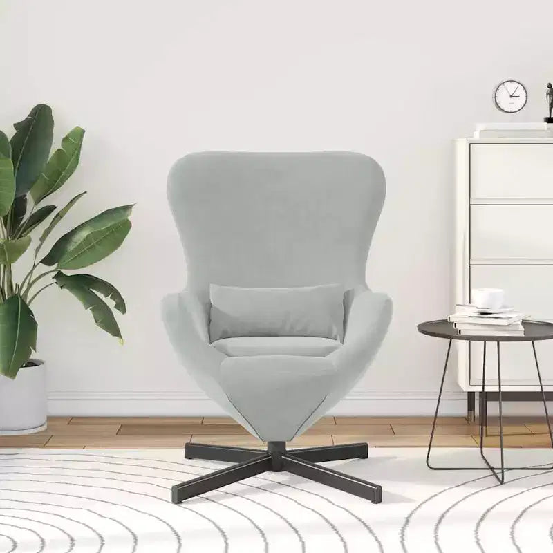Fauteuil Œuf Velours Gris Clair