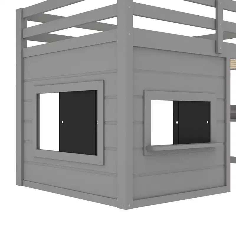 Lit superposé cabane en bois de pin avec lits jumeaux/doubles pour enfants