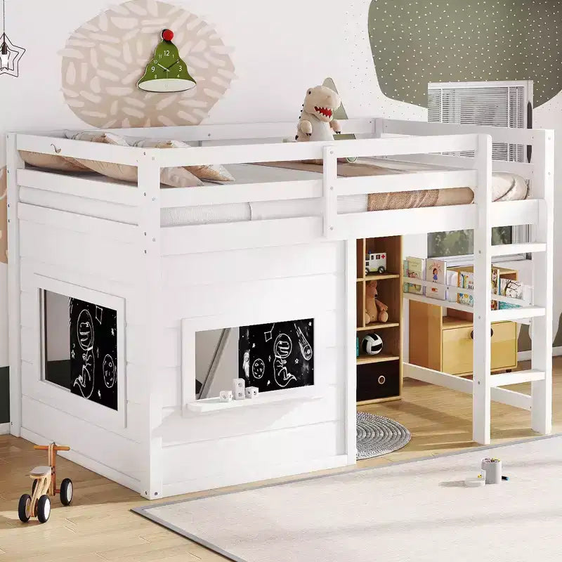 Lit superposé cabane en bois de pin avec lits jumeaux/doubles pour enfants