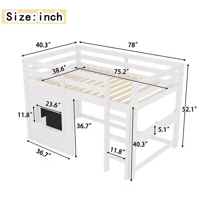 Lit superposé cabane en bois de pin avec lits jumeaux/doubles pour enfants