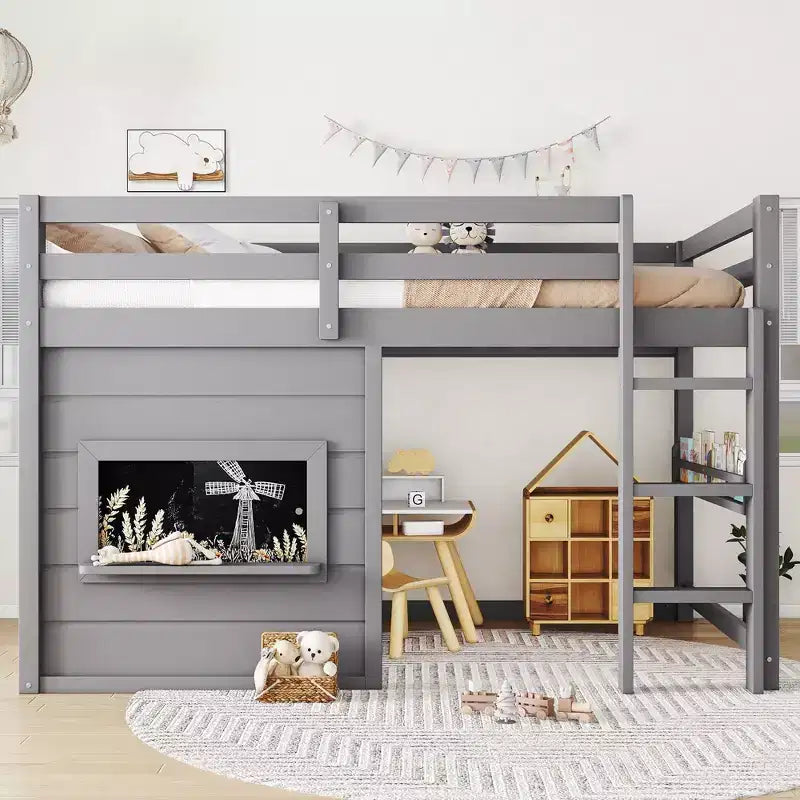 Lit superposé cabane en bois de pin avec lits jumeaux/doubles pour enfants
