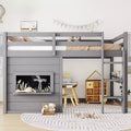 Lit superposé cabane en bois de pin avec lits jumeaux/doubles pour enfants