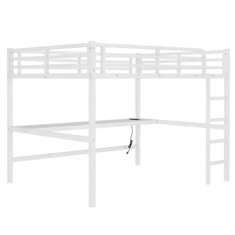 Lit mezzanine en métal avec prise de courant et éclairage LED, gain de place