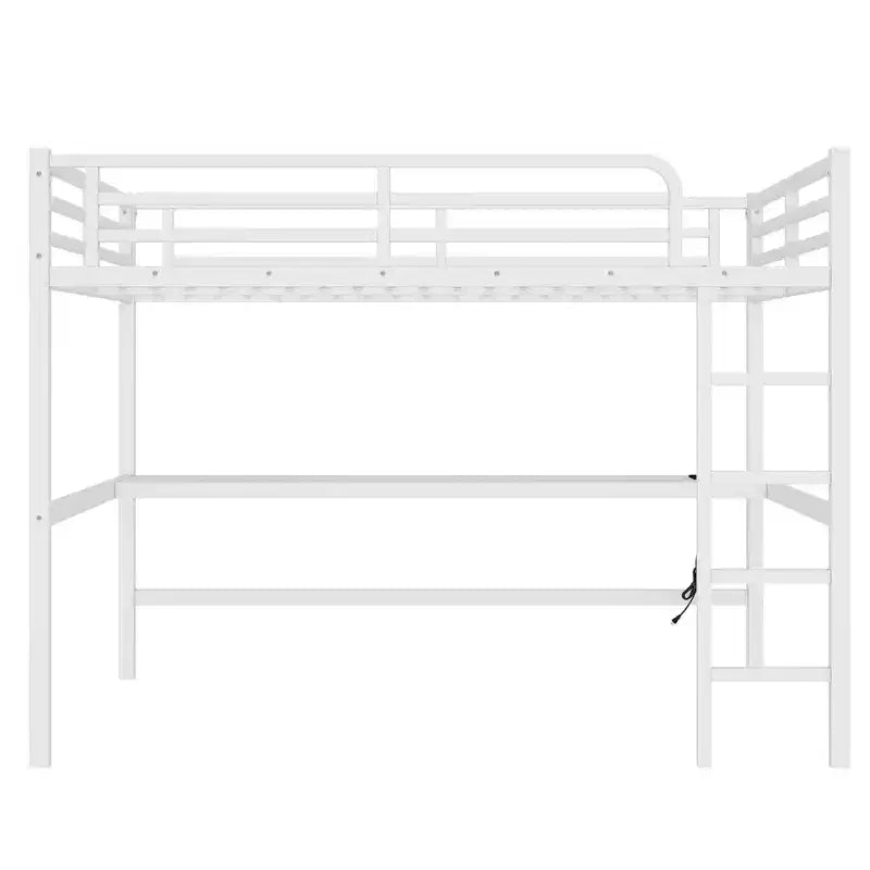 Lit mezzanine en métal avec prise de courant et éclairage LED, gain de place