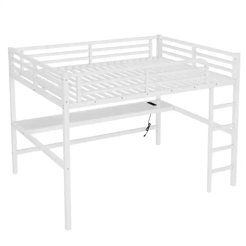 Lit mezzanine en métal avec prise de courant et éclairage LED, gain de place