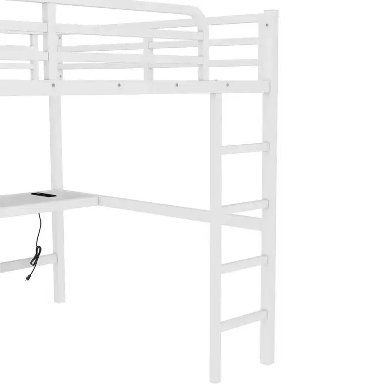 Lit mezzanine en métal avec prise de courant et éclairage LED, gain de place