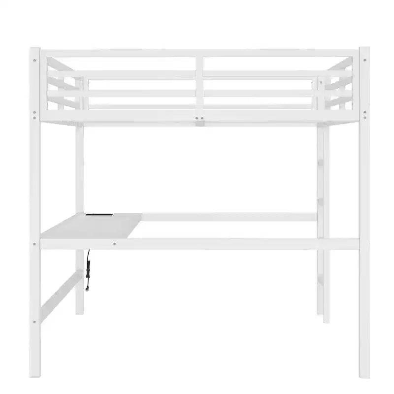 Lit mezzanine en métal avec prise de courant et éclairage LED, gain de place