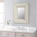 Miroir mural rectangulaire décoré de rivets, cadre en MDF enveloppé de PU