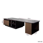 Table Basse Extensible Luxe Noyer Marron/Noir Table d'Appoint