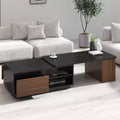 Table Basse Extensible Luxe Noyer Marron/Noir Table d'Appoint